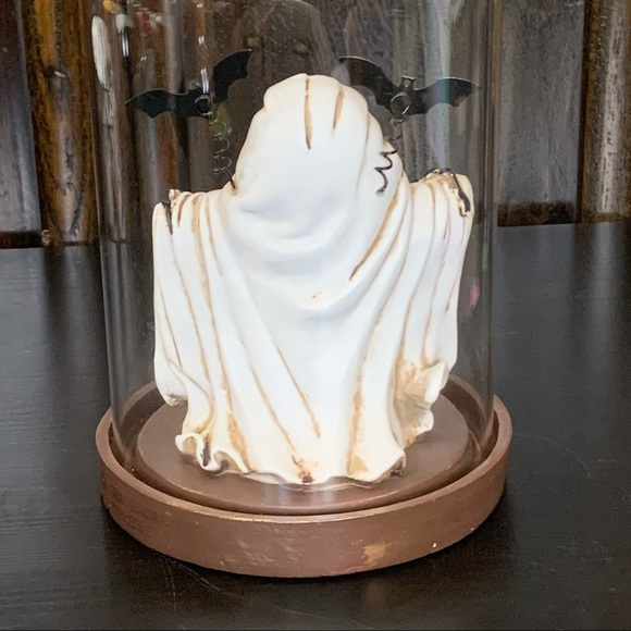 HTF - Glass Dome Ghost Cloche Light Up Halloween Decor - Boo Bats - Picture 11 of 13